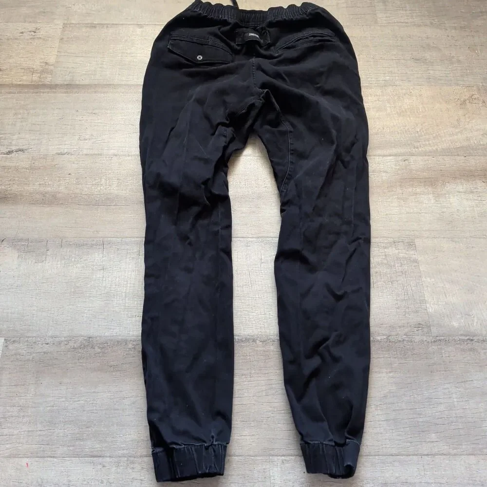 ZANEROBE Jogger Pants Mens Size 32 Black Elastic Waist Drawstring Cuffed Chino